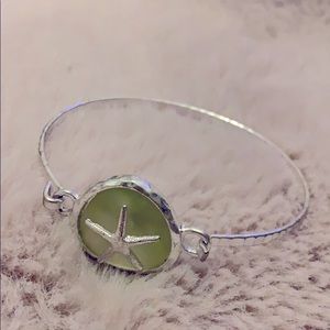 Silver and green sea glass star fish bracelet
